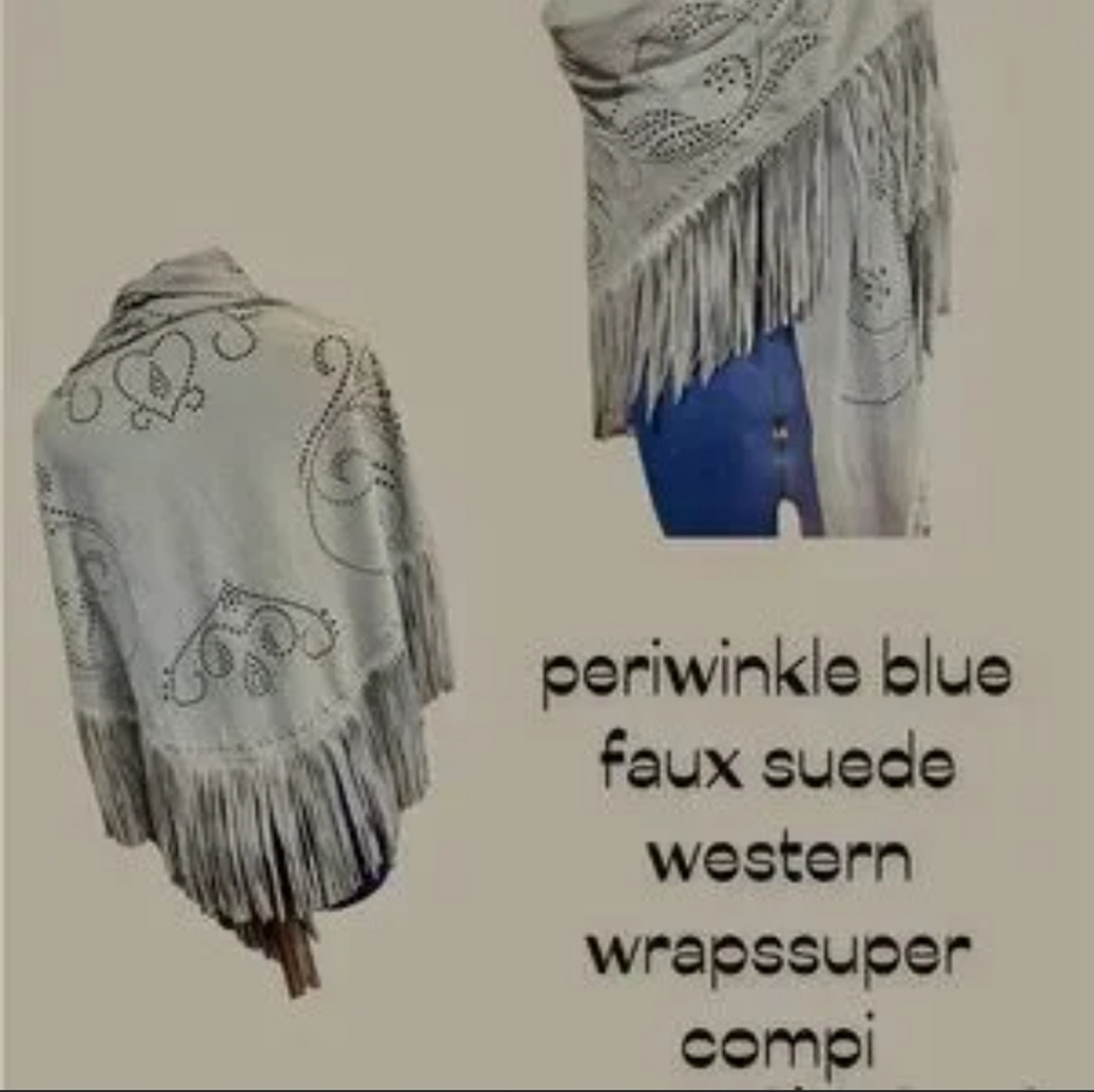 Curations Caravan NWOT Faux Suede Wrap Scarf Shawl Cover Up Western Studs O/S
